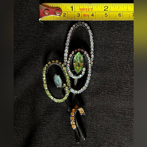 Vintage Arthur Pepper ART rhinestone & enamel floral brooch pin, circa 50’s 60’s - Picture 8 of 8